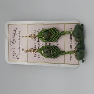 403- Macrame with Acai Seeds Handmade Dangle Earrings NWT